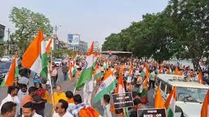 ऑपरेशन सिंदूर की कामयाबी पर तेलीबांधा से निकाली गई तिरंगा यात्रा