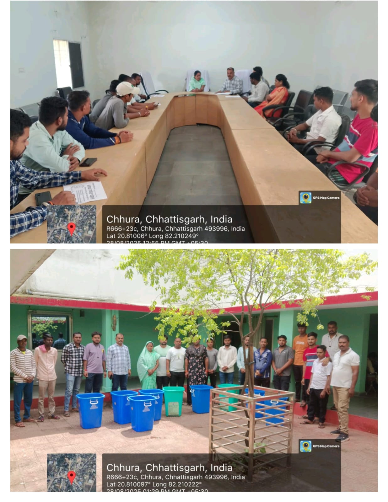 गणेशोत्सव समितियों की ली गई बैठक, साथ ही वितरित किए गए कूड़ेदान