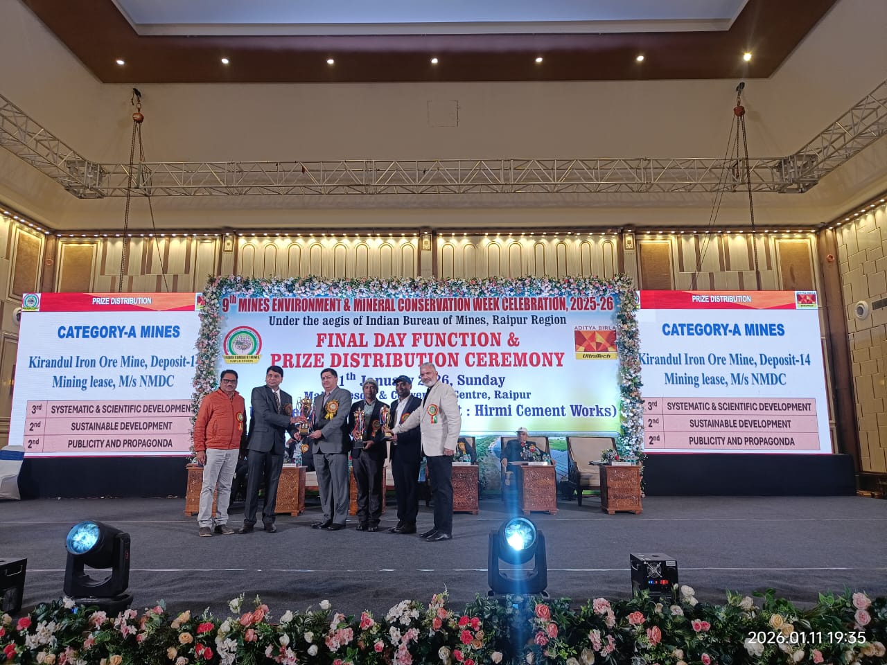 किरंदुल खदान (एनएमडीसी) को ओवरऑल प्राईज कैटेगरी-ए में द्वितीय पुरस्कार, कई श्रेणियों में सम्मानित