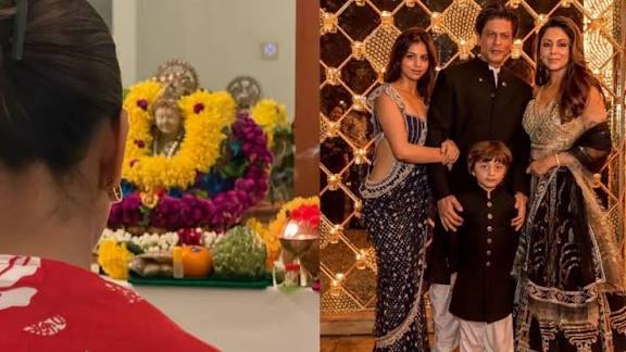 सिंपल तरीके से शाहरुख ने मनाई दीवाली:पत्नी गौरी खान के साथ की पूजा,सोशल मीडिया पर शेयर की तस्वीर