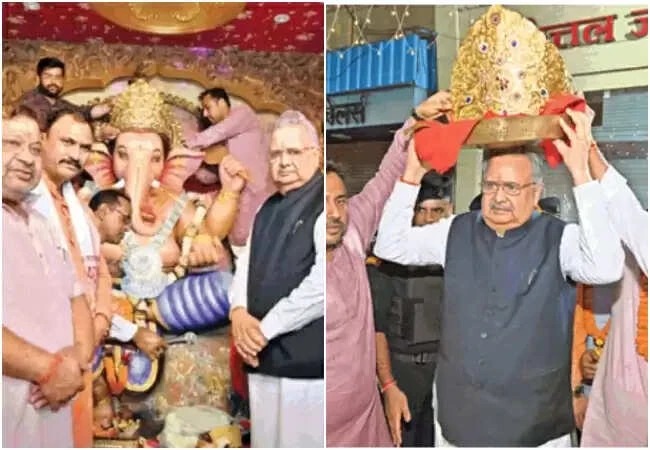  राजधानी रायपुर में बप्पा को चढ़ाया गया 75 लाख का सोने का मुकुट