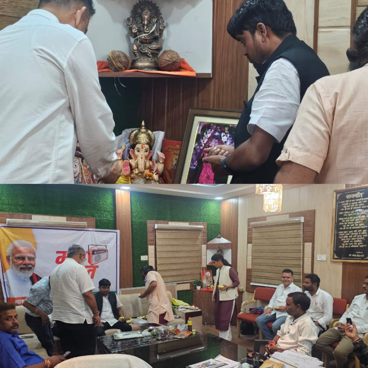 नगरपालिका अध्यक्ष विजय सिन्हा ने की गणपति बप्पा की स्थापना
