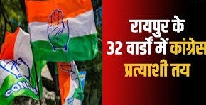 कांग्रेस ने तय किए रायपुर के लिए 70 में से 32 वार्ड के प्रत्याशियों के नाम,देखें सूची