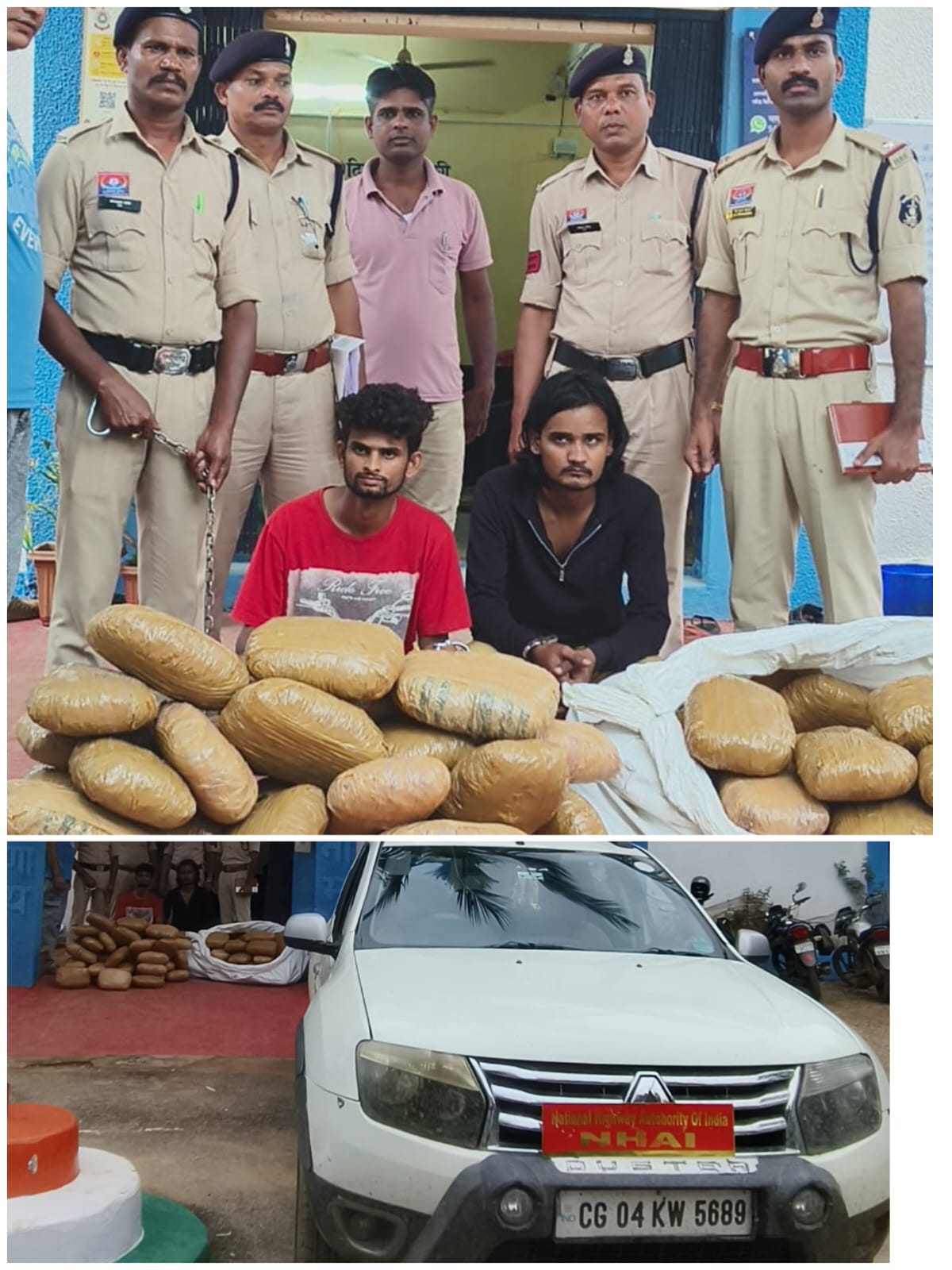 मैनपुर में 102.750 किलो गांजा जब्त, मध्य प्रदेश के दो तस्कर गिरफ्तार, 55 लाख की जब्ती
