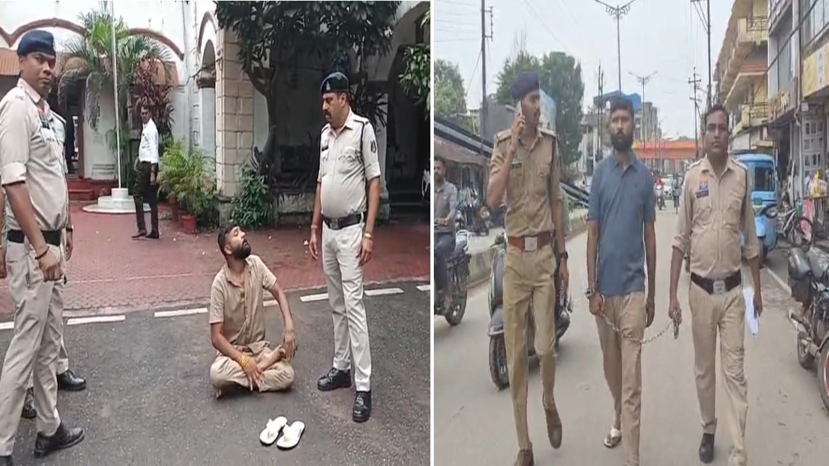 SP कार्यालय के सामने नामी बदमाश का हाई-वोल्टेज ड्रामा! TI पर लगाए गंभीर आरोप, पुलिस ने पैदल मार्च कर कोर्ट में किया पेश