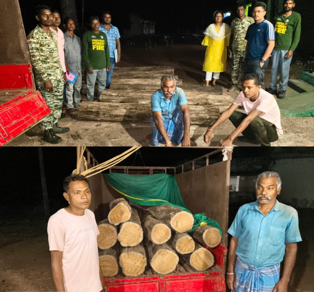 वन विभाग की बड़ी कार्रवाई,वाहन सहित सागौन लकड़ी जब्त