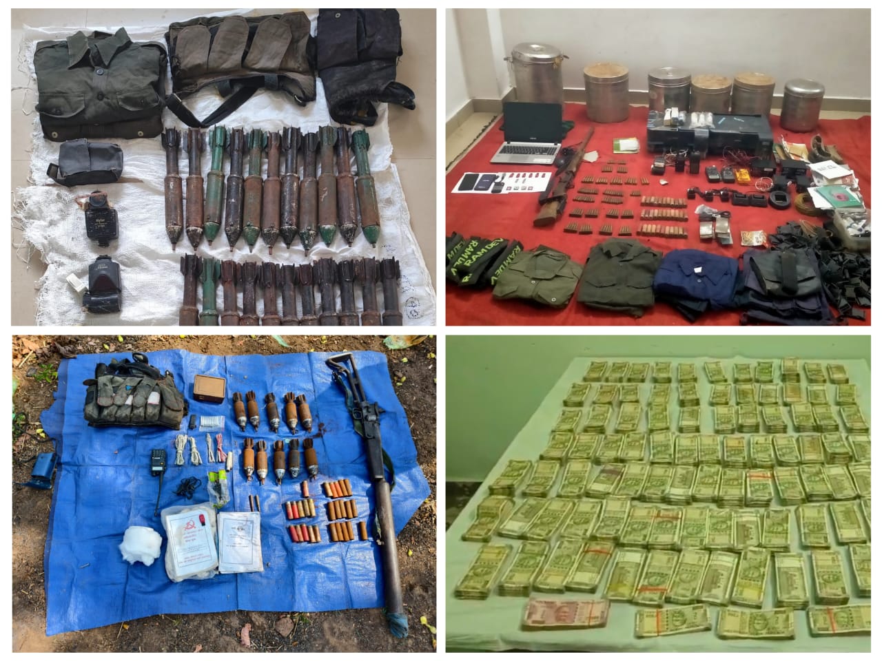 जंगल पहाड़ी में माओवादियों का बड़ा डम्प बरामद: 46.31 लाख नकद, हथियार व इलेक्ट्रॉनिक सामान जब्त