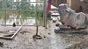 क्षतिग्रस्त किए गए शिवलिंग और नदी देव : बालोद जिले में असामाजिक तत्वों ने शिव मंदिर में  की तोड़फोड़