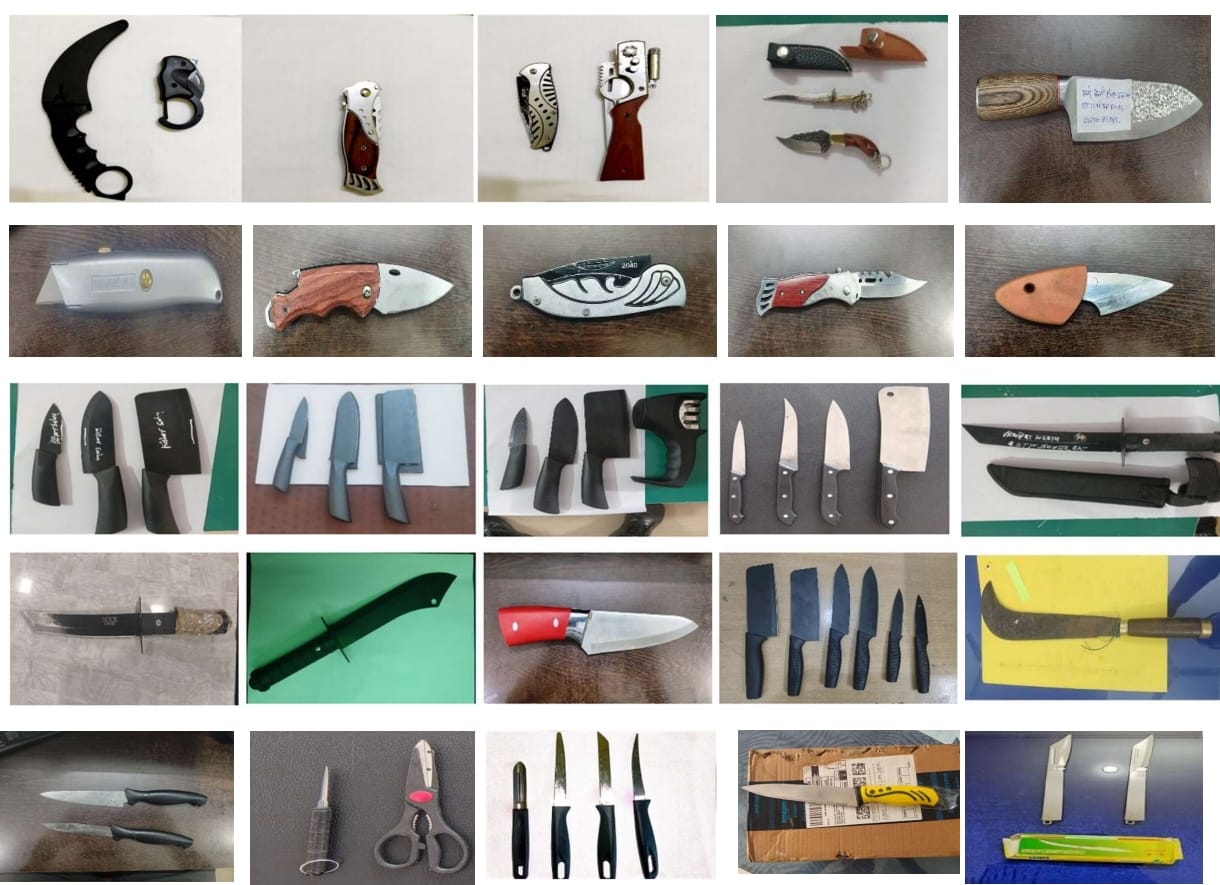 ऑनलाइन शॉपिंग साइट्स से पिछले 03 माह में मंगवाए गए 54 नग धारदार चाकू बरामद