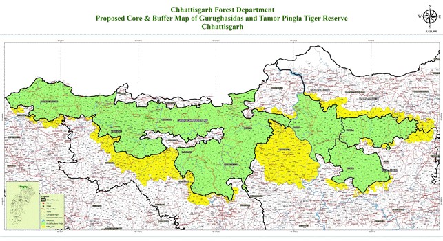 गुरू घासीदास-तमोर पिंगला बना देश का 56वां टाइगर रिजर्व