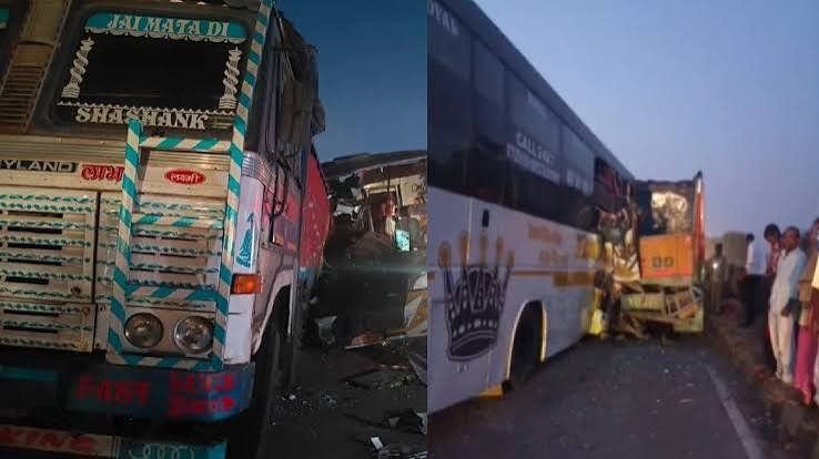 रायपुर-बिलासपुर हाईवे पर भीषण हादसा: खड़े ट्रक में घुसी यात्री बस, 3 की मौत, 10 घायल